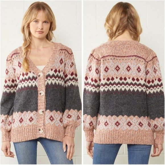 NEW Vintage Patterned Cardigan Antique Moves - Picture 1 of 6